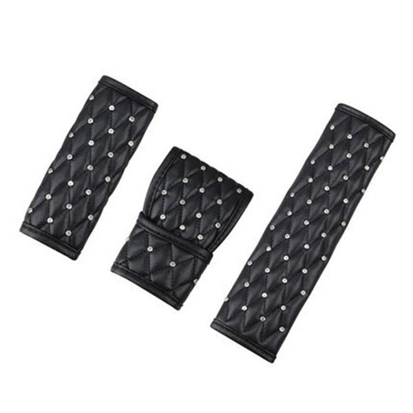 

wholesale] four seasons universal diamond leather car seat belt cover shoulder pad/handbrake sleeve/gear shift knob sleeve
