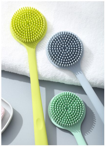 

3 цвета slicone ванна body brush exfoliator длинная ручка задняя щетка для душа двусторонний задний скруббер душевые щетки для чистки jk1911