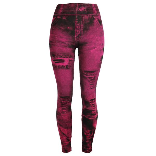 

unique style fashion beautiful and elegant women jeans bottom pants coloured super bomb slim nine-minute pink pant w30416, Blue