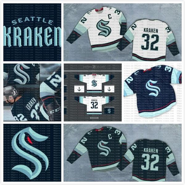 

seattle kraken 2020 2021 hockey jerseys s-4xl 32th new team 32 kraken 21 kraken home road jersey custom any nunber any name men women youth, Black