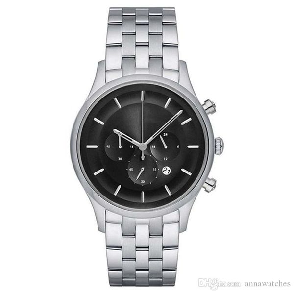 

all dial work calendar mens watches luxury sport quartz clock stainless steel strap movement wristwatches cool men watch male brithday gift, Slivery;brown