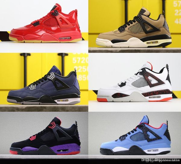 

travis scott aj air 4 basketball shoes retro high og 4 wmns mushroom singles day royalty raptors men sports shoes sneakers trainers, Black