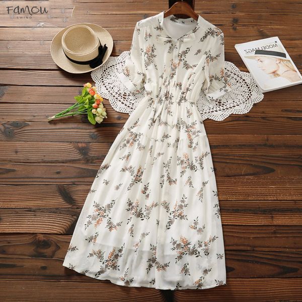

Mori Girl Sweet Dress New Summer Women Floral Print Long Chiffon Korean Short Sleeve Pleated Vestidos Female Fashion