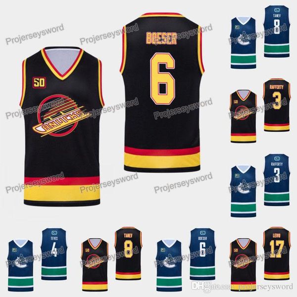 

Vancouver Canucks Tank 6 Brock Boeser 50th Anniversary Jersey 3 Brogan Rafferty 4 Josh Teves 8 Christopher Tanev 17 Josh Leivo Jake Virtanen