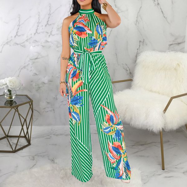 

stripedÂ jumpsuits lace up women beach rompers long summer ladies elegant overalls jumpsuit sleeveless bohemian pants wide leg, Black;white