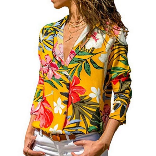 

heflashor 2018 floral print women blouse summer long sleeve shirt harajuku printed blusa female blouses plus size, White