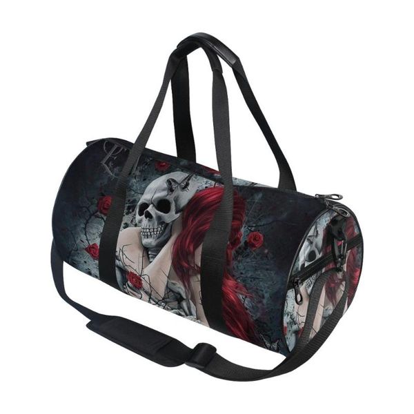 

alaza gym bags women fitness travel bags sport outdoor large pocket casual tote handbag 3d skull printing shoulder bag for men