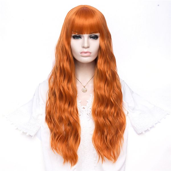 

gaka women's cosplay wig long curly wavy hair full wigs party costume wig light brown synthetic blonde, Black