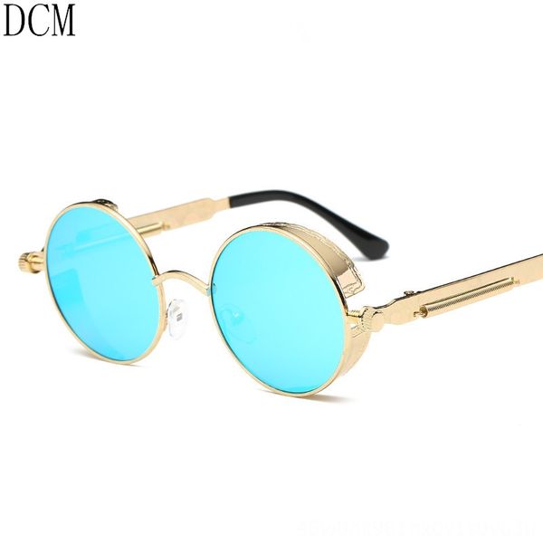 

retro round metal steampunk men women fashion glasses brand designer vintage sunglasses uv400 sunglasses eyewear, White;black