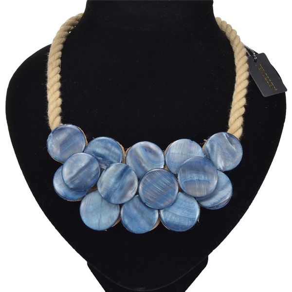 

5 colors big pendant necklace hemp rope chain statement personalized necklaces women summer jewelry collares de moda 2019 kolye, Silver