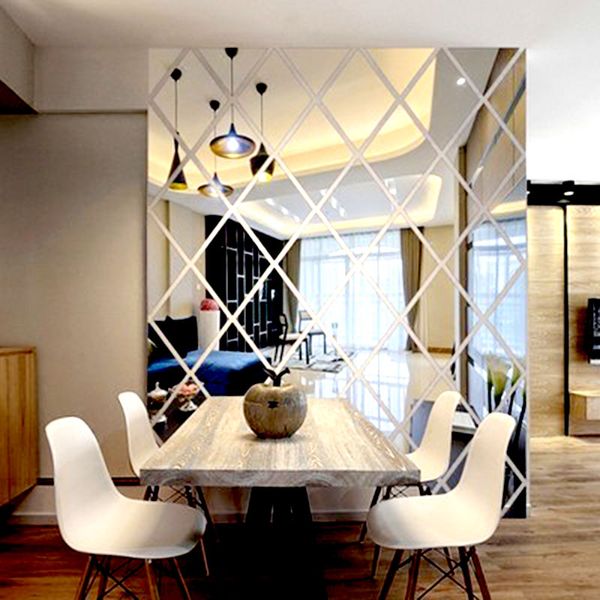 

acrylic wall sticker diamond mural mirror effect embossed wall sticker beautiful waterproof decor 58-piece fashion kitchen diy