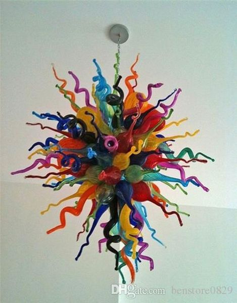 

ac 110v-240v led light source multi color hand blown glass chandelier style hanging led colorful glass chandelier