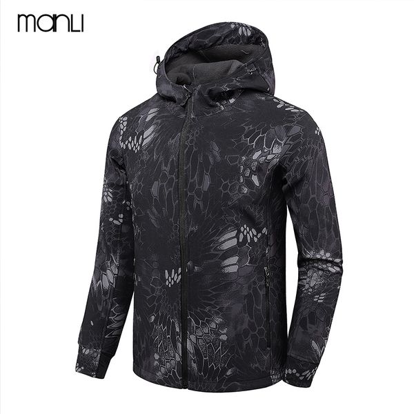 

outdoor sport softshell jackets men hiking hunting clothes tad camouflage tactical sets camping hunting jacket size 4xl, Blue;black