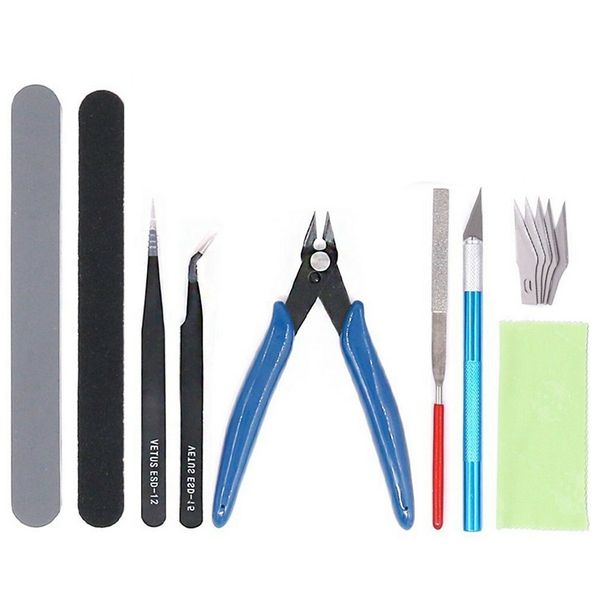 

9pcs model tools kit modeler basic tools craft set hobby building kit for gundam car model building repairing and fixing