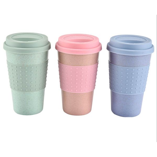 

350ml eco-friendly wheat straw coffee cups travel mug with lids travel cup portable for camping hiking picnic kitchen drinkware
