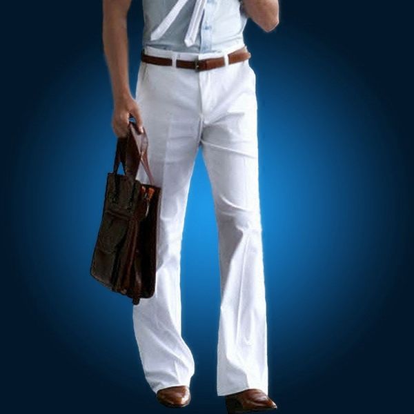 

suit pants 2020 new men's flared trousers formal pants bell bottom pant dance white suit formal for men size 37, White;black