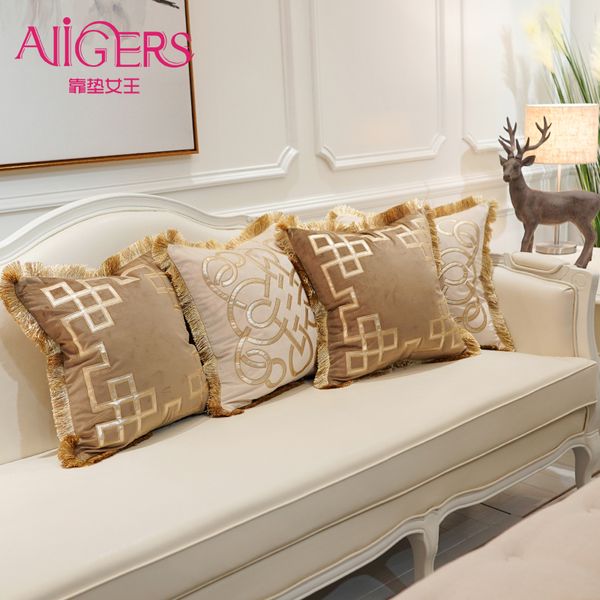 Avigers Embroidery Velvet Tassel Cushion Cover Luxury Pillow Cover