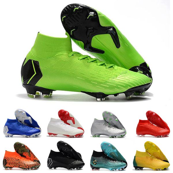 

2019 mercurial superfly vi fg kj 6 xii 12 cr7 mens high soccer shoes football boots cleats eur 39-46, White;red