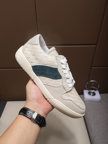 

2019 craft men's casual shoes leather fabric weaving design comfortable and durable original box delivery, Black