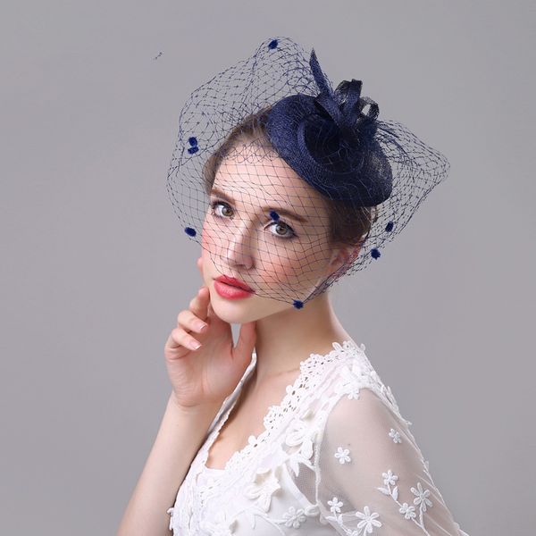 

wedding bridal hats fascinator feather ma yarn ladies hat western-style banquet mesh yarn feather headdress