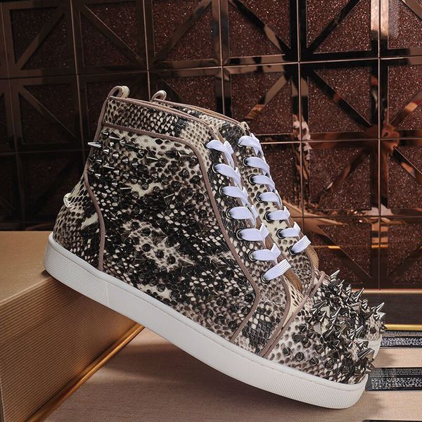 

with box red bottoms shoes for mens womens designer shoes spike suede leather platform red bottom fashion luxury casual sneakers, Black