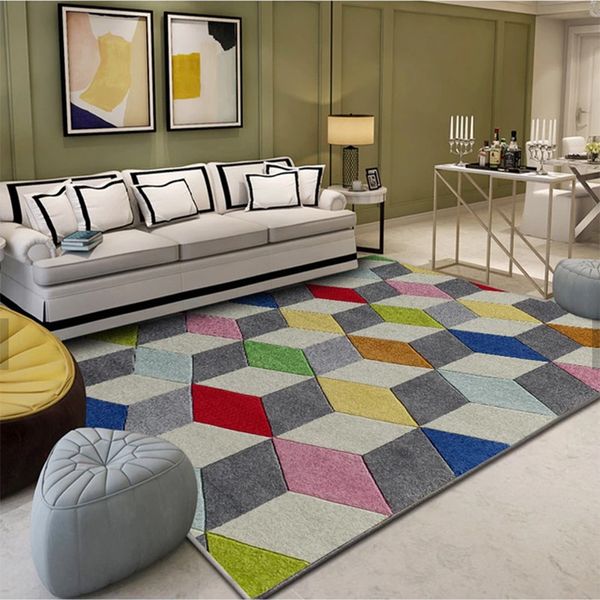 

abstract art lattice carpet for living room bedroom anti-slip floor mat fashion kitchen carpet area rugs