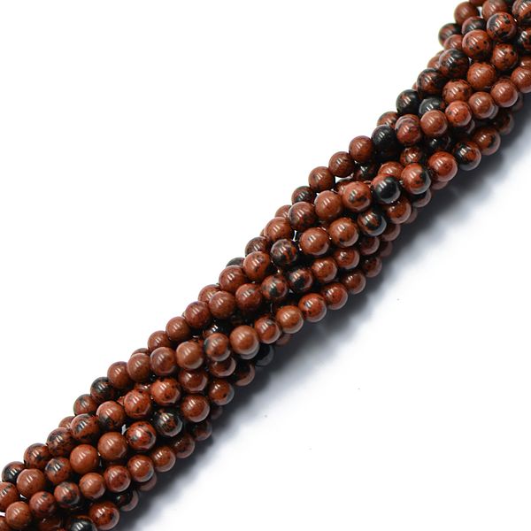 

4mm natural red mahogany obsidian loose beads 15'' round