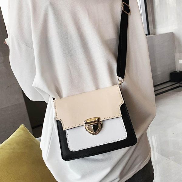 

bags for women 2020 women contrast color wild wide shoulder strap shoulder messenger bag bolsa feminina small square bag #jsw