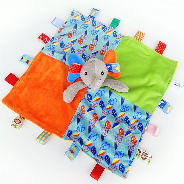 

34*34cm baby nursery hand towel baby bath towels newborn infant security tag blanket colorful cartoon warm baby soothing towel