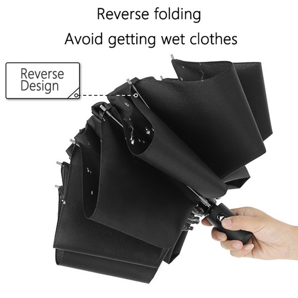 

men folding reverse umbrella parasol women travel sun umbrellas black windproof automatic business 10k umbrella