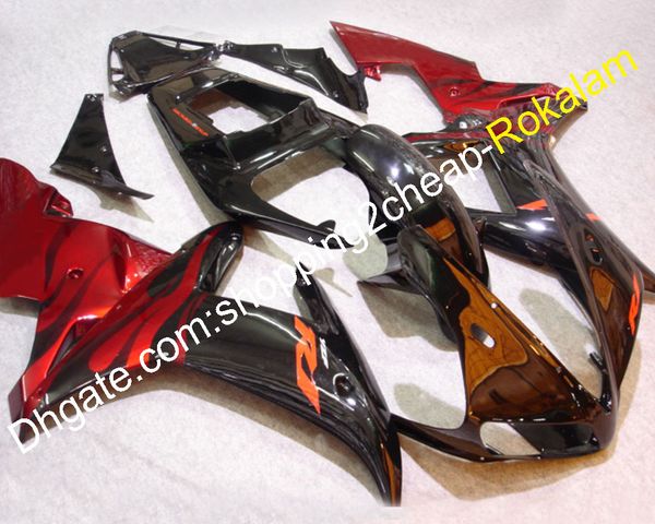 YZF1000 R1 02 03 ABS Kit de carroçaria de plástico para Yamaha YZF R1 2002 2003 Chama preta no conjunto de carenagens de motocicleta vermelho (moldagem por injeção)