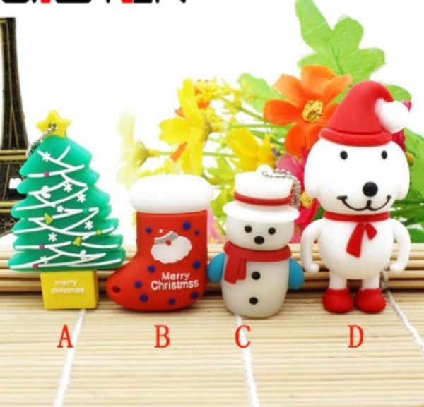 

christmas tree usb flash drive pen drive cartoon gift 8gb 16gb 32gb 64gb 128gb pendrive memory stick stockings gift 4 styles