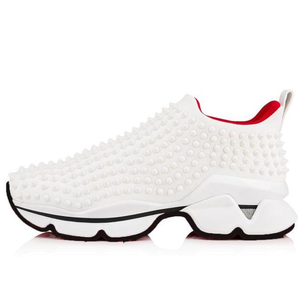 

famous brand shoes studded spikes sneakers red bottom mens womens spikes studded donna shoes, Black