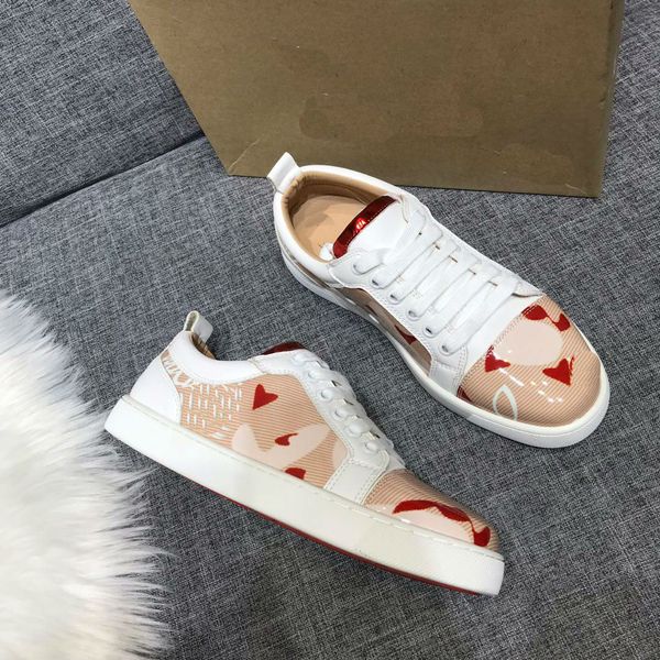

2019 designer shoes low cut spike shoes red bottom real leather men women size 36-46 with box luxury sneakers quality