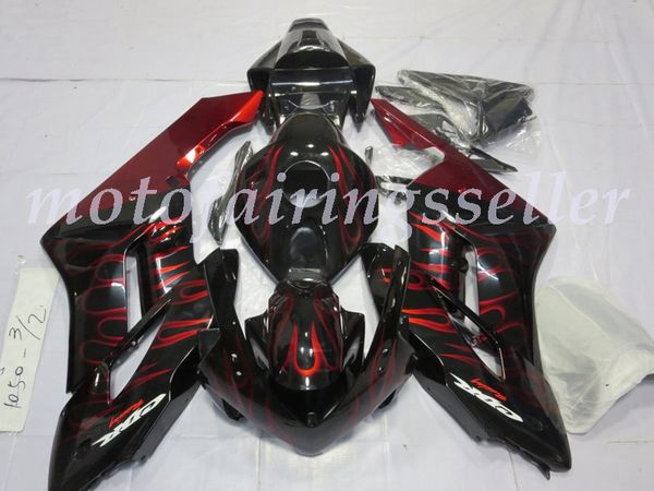 

oem quality new abs full fairings kits fit for honda cbr1000rr (2004-2005) cbr1000rr 04 05 bodywork set black red flame no2