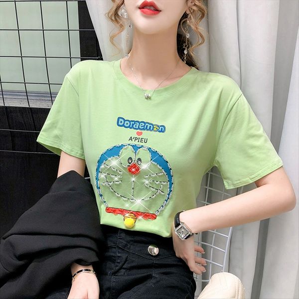 

all-match pink t-shirt women's short-sleeved round collar short loose summer of 2020 all-match pink t-shirt women's short-sleeved, White