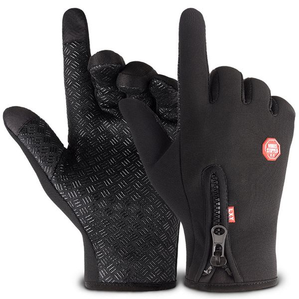 

Men Women Winter Warm Gloves Windproof Waterproof Thermal Touch Screen Gloves Mitten Full-finger Zipper Cycling Gloves 3FS