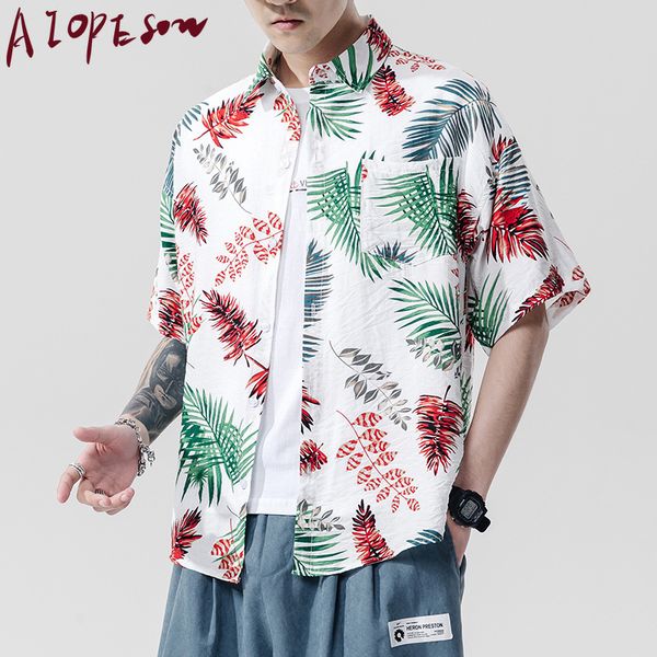 

new mens shirt summer beachwear contrast color retro short sleeve fashion casual loose and comfortable oversize street shirt men, White;black