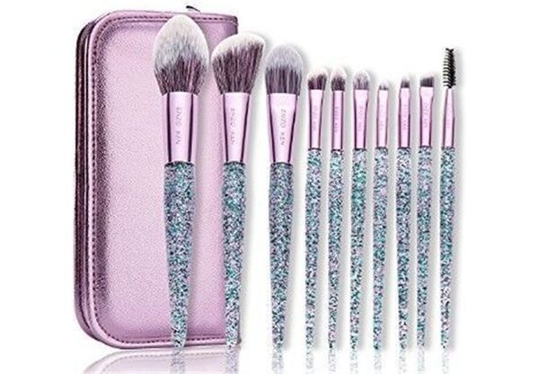 10 PZ Pennelli per trucco Manico in cristallo Set professionale Blush Ombretto Polvere Pennello cosmetico libera la nave 3