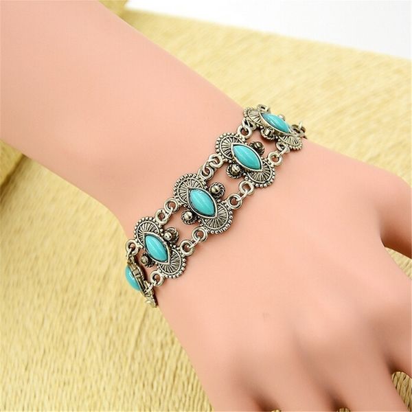 

bohemian fashion women silver bangle bracelet wrist band jewelry, Black