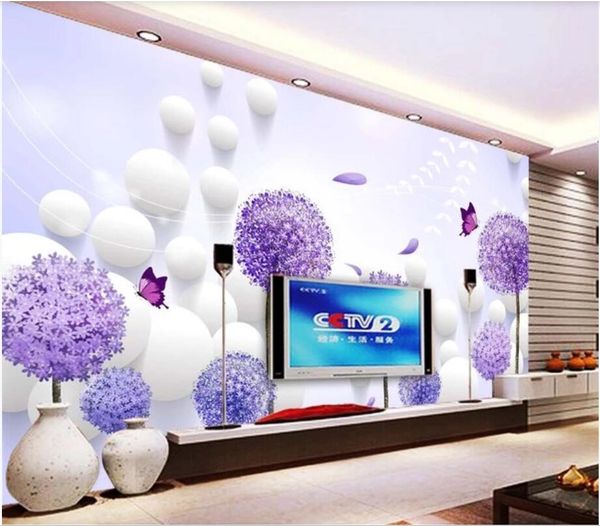

3d room wallpaper wall sticker custom p dandelion 3d round ball tv bedroom sofa background wall murals wallpaper for walls 3 d