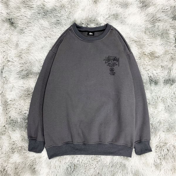 

designer mens crew neck hoodies grey fashion drop shoulder velvet comfortable warm long sleeve sweatshirts, Black