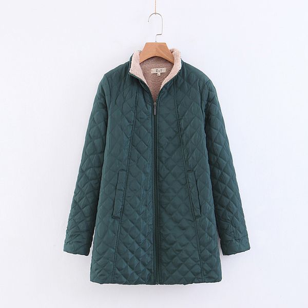

2019 autumn and winter new style stand collar long thin candy-colored cotton-padded clothes simple rhombus cotton coat eight-col, Blue;black