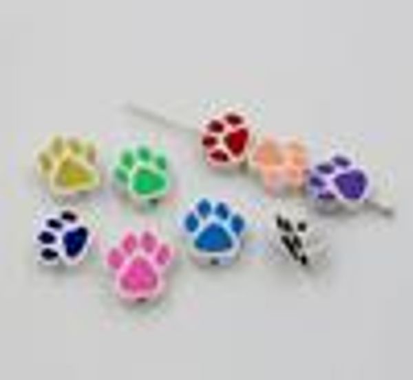 

распродажа ! 100шт цвет смешивания полимеров fimo глины двусторонний paw print сыпучие бусины 13x15mm (47, Black