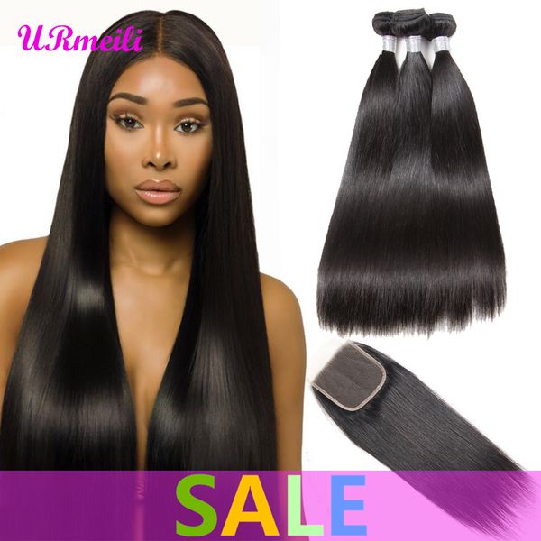 

brazilian straight bundles with lace closure 10a grade brazilian virgin hair bundles with closures dhgate alibaba cheveux vierges brÃ©siliens, Black;brown