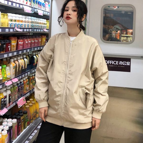 

2019 new student short coat female spring women harajuku style jacket loose korean bf baseball uniform coat cc561, Black;brown