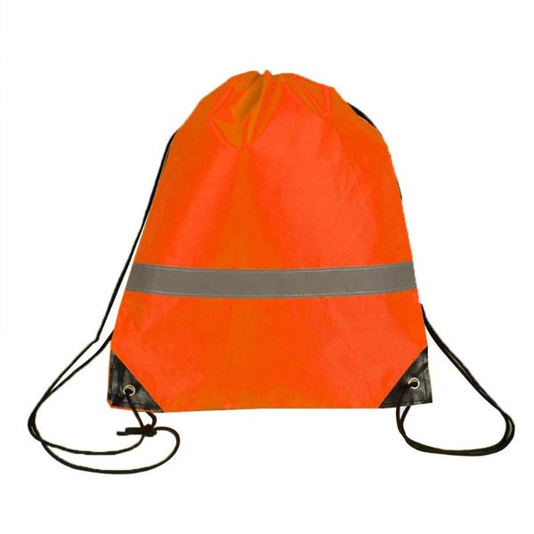 

10 pcs gift large capacity students travel reflective strap sport walking drawstring bags storage school outdoor gym pouch