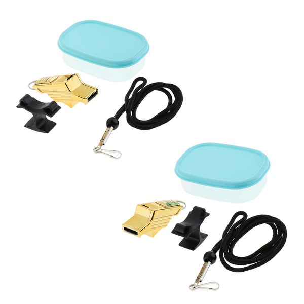 

2x referee whistle emergency whistles survival rescue signaling device gold