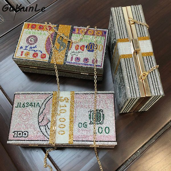 

wholesale new crystal evening bags money clutch dollar bag design luxury diamond evening bags party purse clutch money bag purse