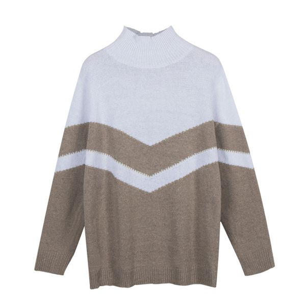 

omchion pull femme 2020 autumn winter knitted pullover women sweaters casual jumper half turtleneck long sleeve sweater lsm46, White;black